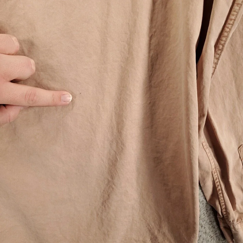 Banana Republic Button Up Womens XL Pink Ivory Soft Wash Military Safari Utility - Picture 8 of 10